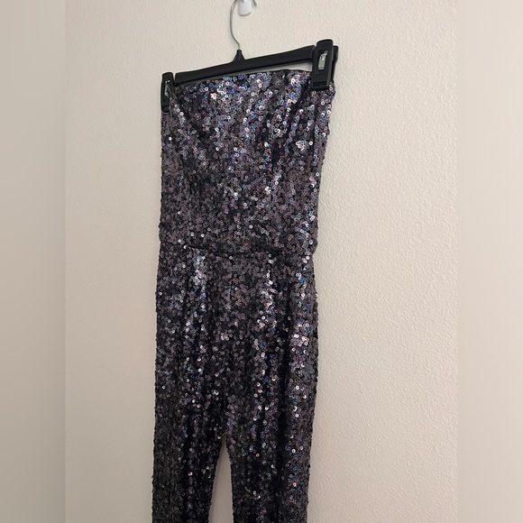 French Connection Lunar Sparkle Jumpsuit sequin size 4 small New Years flare leg - Picture 3 of 12